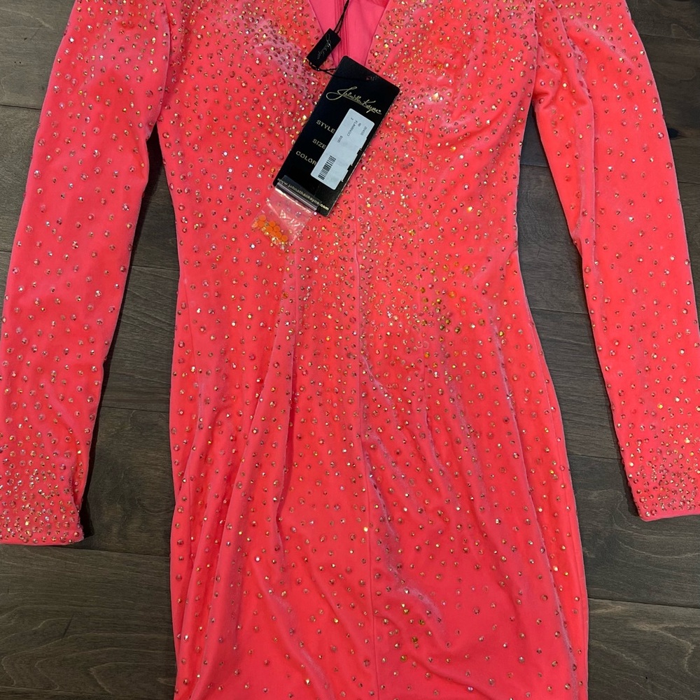 Johnathan Kayne Vibrant Pink Embellished Mini Dress